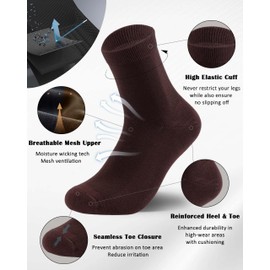 KANAV 6/12 pares de calcetines de tobillo para mujer, lindos calcetines de algodón para vestir casuales, café (12 Pares), M