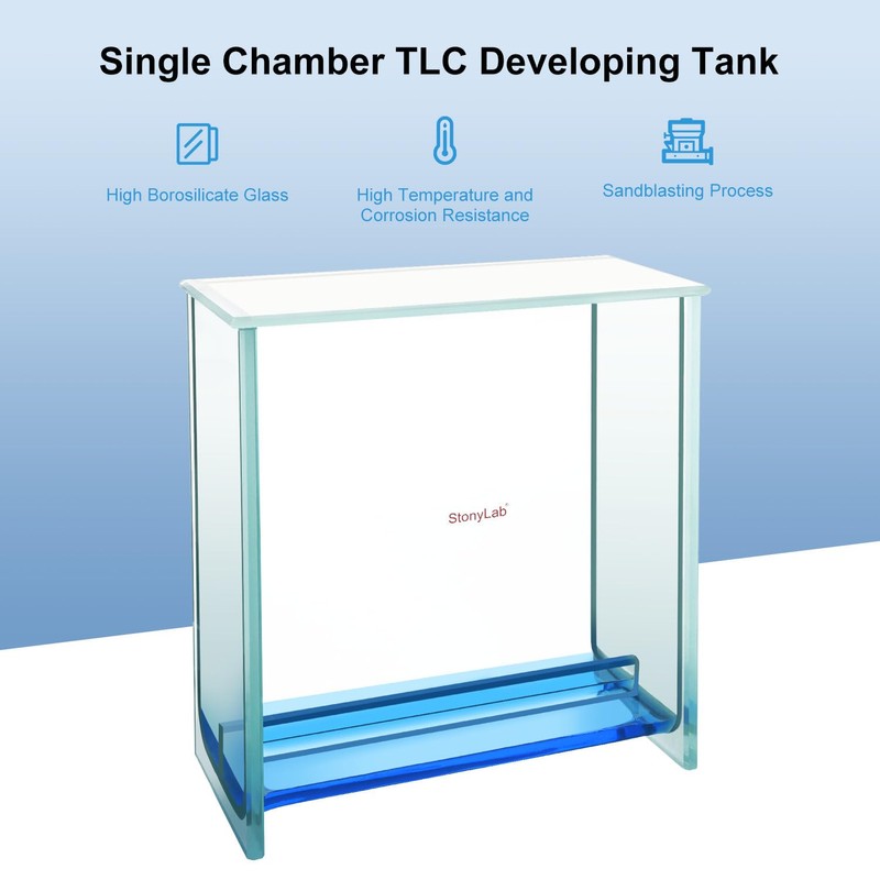 stonylab Glass Square TLC Developing Tank, Heavy Duty Borosilicate Chromatography