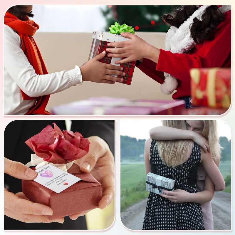 PATIKIL 4 Pack Pocket Hug Heart with Greeting Card, Pocket