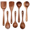 Wooden Non-Stick Kitchen Pan Toolset 7 Pieces Set,100% Natural Teak
