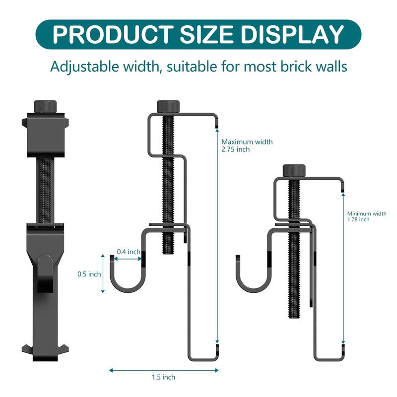 6Pcs Stainless Steel Brick Hooks, No Drill, No Nail Holes,