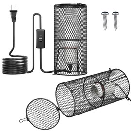 TobeBright 2Pack Reptile Heat Lamp Guard with 150W E26 Ceramic Lamp Holder,Anti Scald Mesh Cage Reptile Light Fixture with ON/Off Button for Reptile Lizard Snake Chick-Heat Bulb Not Included