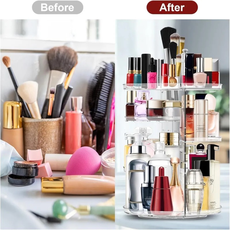 Organizador Para Cosméticos Multinivel Giratorio 360° Trabsparente
