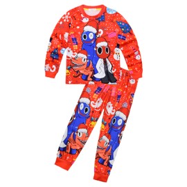 Rainbow Friends Boys Pajamas Kids 2pcs/set Pjs Child Home Pants Set Little Kids Long Sleeve Sleepwear Game Pyjamas Red 8-9 Years