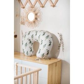 Little Jump Nursing Pillow Cover, Breastfeeding Pillow Slipcover for Baby Boys & Girls, Nursing Pillow Case for Newborn, Soft Fabric Fits Snug On Infant (Olive Leaves)