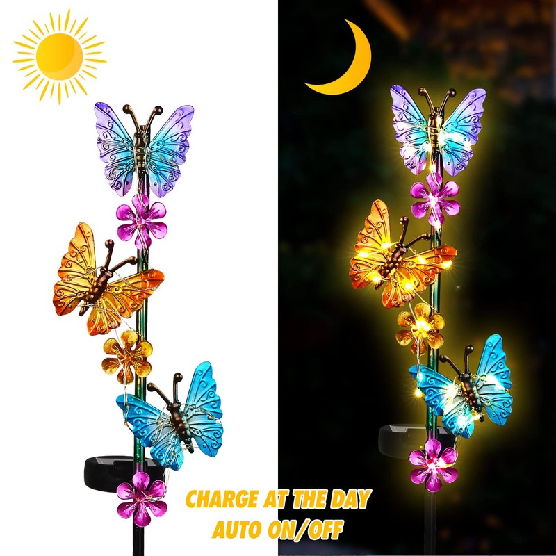 Solar Lights Outdoor Waterproof Garden Butterfly Light Decorative Solar Stake