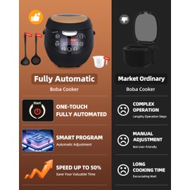 Automatic Commercial Boba Cooker 6L - Boba Maker Smart Boba Machine for Tapioca Pearls, Bubble Tea Machine, Suit for Milk Tea Stores Restaurants Dessert Stores Lounge Bars, Black and Khaki