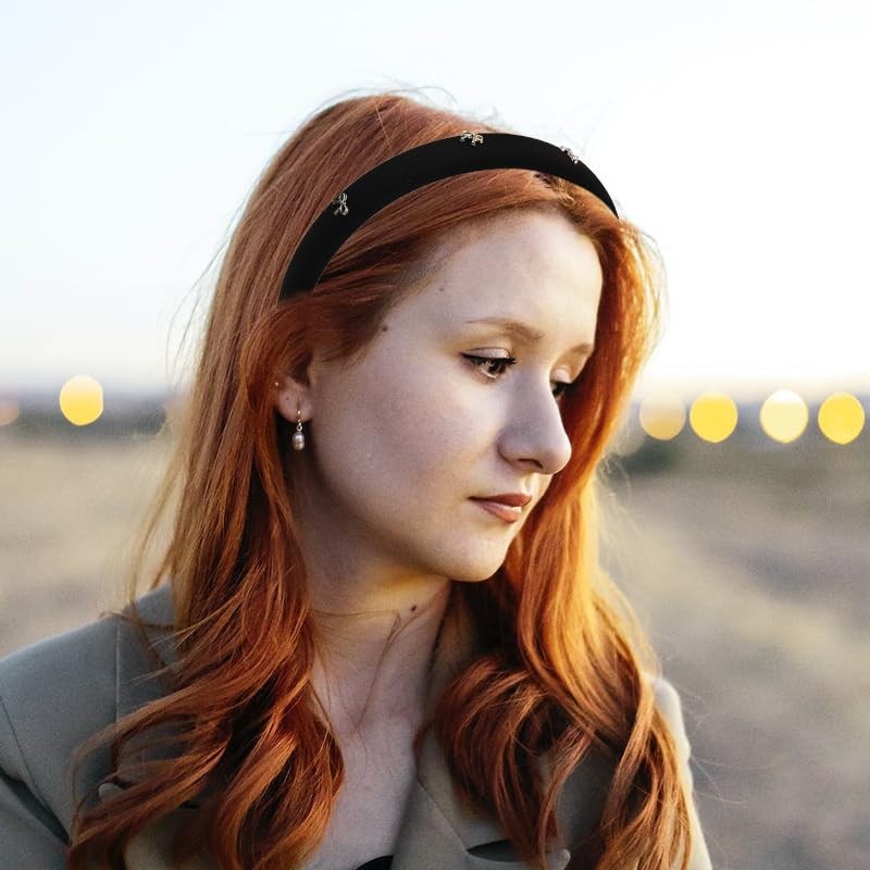 Black Padded Headband Bow Headbands for Women Girls Thin Padded