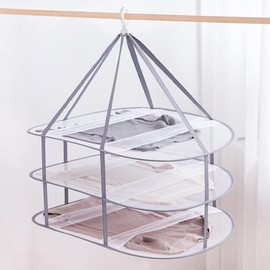 RANCHOR Laundry Net, Flat Drying Net, Flat Net, 3 Tier Structure, Laundry Drying Net, Prevents Clothes Deformation, Prevents Clothes from Deformation, Knit Sweater, Large Capacity, Windproof, Foldable, Storage, Windproof, Breathable