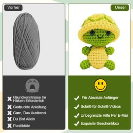 Tyafzzn Crochet Set for Animals, Crochet Set for Beginners, Animals Turtle, Yarn for Animals, Crochet, Crochet for DIY Crochet Sets for Children and Adults, Learning to Crochet, Turtle