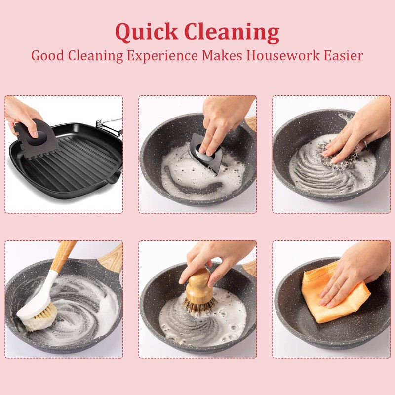 Patelai 8 Pieces Cast Iron Skillet Cleaner Care Kit Include