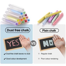 Meqtpomy 15pcs Dustless Chalk Set with Chalkboard Eraser, Colored Chalk With Holder,Color Sidewalk Chalk for Kids, Chalk Paint，Toddlers Chalks for Outdoor Drawing– Perfect for Kids and Teachers