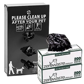 Zero Waste USA - Starter Dog Waste Station/Roll Bag System - Dog Waste Station Dispenser with 400 free dog waste bags (Matte Black)