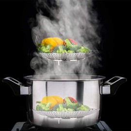 U Chef Vaporera para alimentos de acero inoxidable de calidad premium, cesta de vapor para cocción de alimentos con hojas expandibles adaptables para el tamaño de las cacerolas