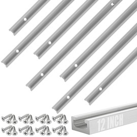 WOPPLXY 8 Pack 12 Inch T-Track with Screws, Double-Cut Profile Universal T-Track with Predrilled Mounting Holes, Aluminum T Tracks for Woodworking Jigs and Fixtures, Drill Press Table, Workbench