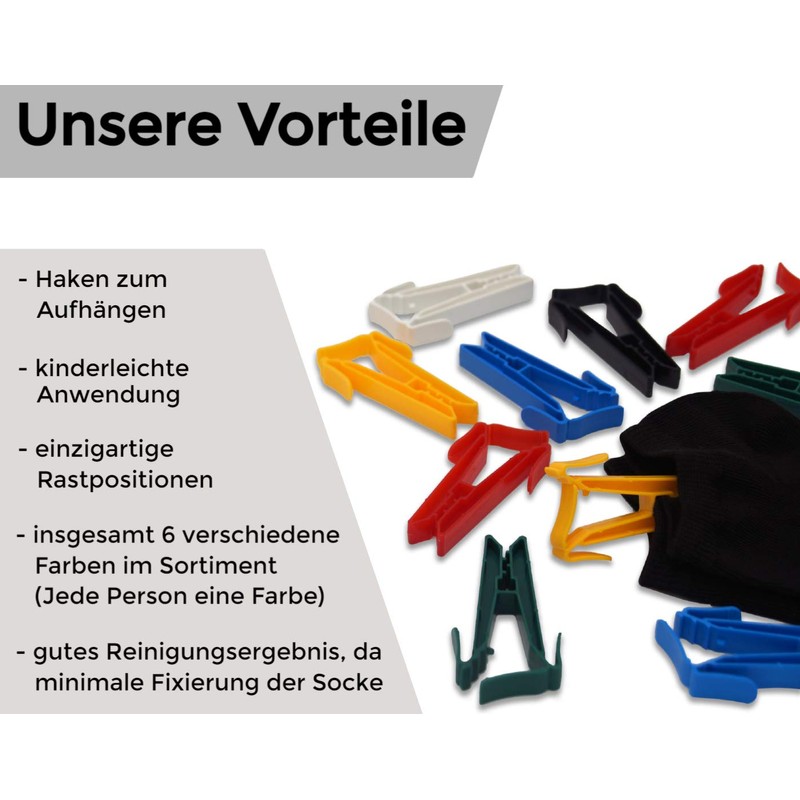 Sock Clips in the Colours Red/White/Yellow/Blue