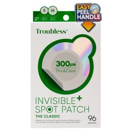 Troubless Invisible Pimple Spot Patch - Classic, Hydrocolloid Acne Patches for Face | Ultra Thin Acne Patches with Easy Peel Handle | Overnight Pimple Patches | 2 Sizes, 96 Count (Pack of 1)