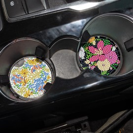 8 Pcs Diamond Painting Coasters, Flowers Diamond Art Car Coasters for Cup Holder, 2.8 Inches Flowers for Drinks, Small Diamond Painting Kits Supplies, DIY Crafts for Adults Kids