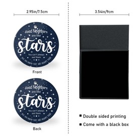 Neighbors Christmas Ornaments 3 Inch Round Souvenir with Gift Box & Ribbon for Xmas,Friends,Family,Neighbors are Like Stars