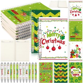 Thenshop 36 Pcs Christmas Notepads with Pens Notebook Merry Christmas Memo Cute Christmas Notepads Bulk Xmas Ballpoint Pen Christmas Note Pads Set for Christmas Office Gifts