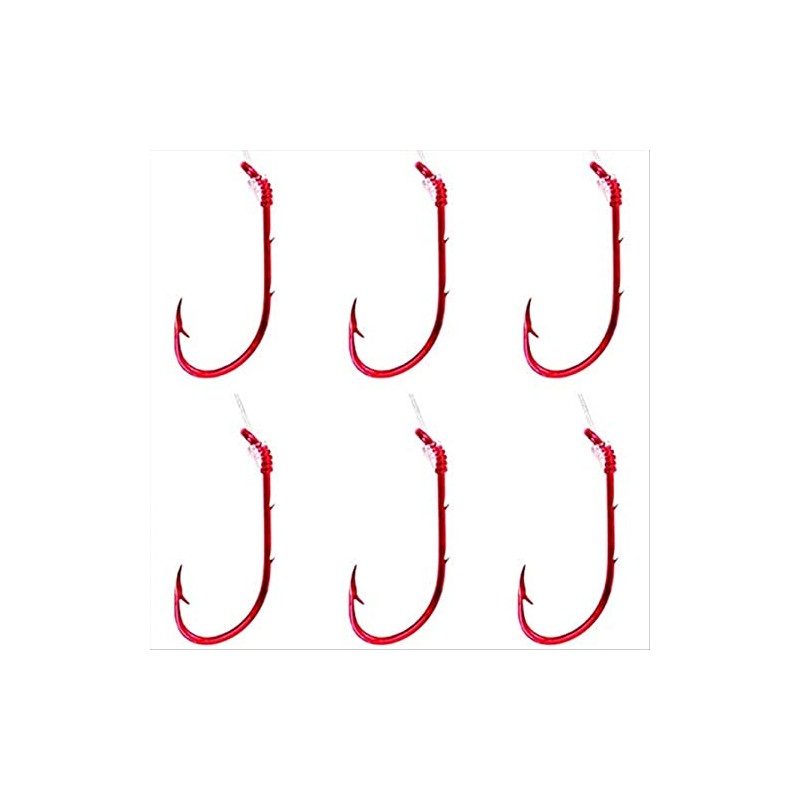 Eagle Claw 139GEH-8 Snelled Hooks, 6-Pack, Sz8, Red Classic Baitholder