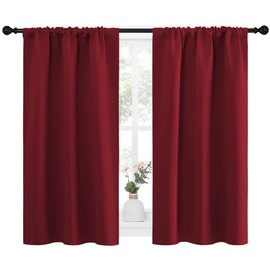 NICETOWN Cortinas Opacas de Color Burdeos, Paneles de Cortinas Cortas, bloquean Las Luces, para decoración de Loft y sótano (Rojo, 1 Par, 86 x 114 cm)