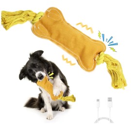 BENTOPAL Interactive Squeaky Dog Bone Toy Motion Activated Small Puppy