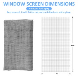 48"x102" Window Screen Mesh, Fiberglass Window Screen, Screen Door Mesh, Windows Screens and Screen Door Replacement, Patio Screen Mesh- Gray