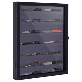 Pocket Knife Display Case - Knife Display Case for Wall, Acrylic Lockable Display Cabinet, Military Folding Pocket Knife Holder with Uv Protection, 17.5x14.2x1.9in