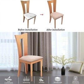 AIMALL Versatile Stretch Jacquard Dining Chair Seat Covers | Removable & Machine Washable Slipcover | Perfect Furniture Protection for Home & Office Chairs | 14.17-18.11 x 14.17-18.11 Inches