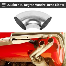 Motoforti 90 Degree Mandrel Bend Elbow Car Modified Exhaust Pipe Tubing Piping 2.35" Inch OD Thickness 1.5mm/16GA 60x152x1.5mm 201 Stainless Steel Silver Tone
