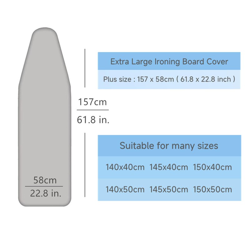 yazilan Extra Large Replacement Ironing Board Cover, 61.8x22.8 Inches, Drawstring