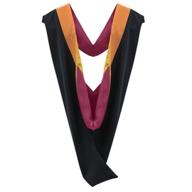 Cappe Diem Master Graduation Deluxe Hood (Nursing, Social Work, Theology, MBA, M.Ed, M.Sc.) Apricot Salmon Peacock (Apricot/Maroon/Gold)