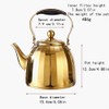 Stainless Steel Golden Teapot, 2000ml (67.63oz) with Infuser and Heat-Resistant