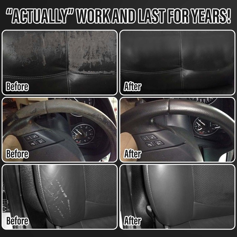 Black Leather Repair Kit for Car Interior, Leather Seat Repair