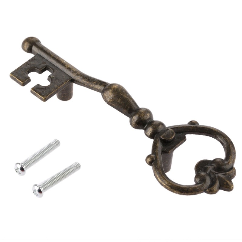 dophee 6 Pack Key Shape Pull Handles, Retro Antique Bronze