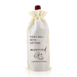 Xiyantiji Wedding Gift Wine Bottle Bag Engagement Gifts for Couples Newly Engaged Bridal Shower Party Decoration Married Gift Pairs Well With Getting Married Wine Burlap Bags