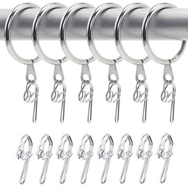 52 Set Metal Curtain Rings Drapery Curtain Hanging Rings with Metal Curtain Hooks for Curtains and Rods, 30 mm Internal Diameter