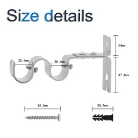 INCREWAY Curtain Rod Bracket, 2pcs Silver Sturdy Adjustable Double Curtain Rod Brackets Curtain Rod Holders Curtain Holdbacks