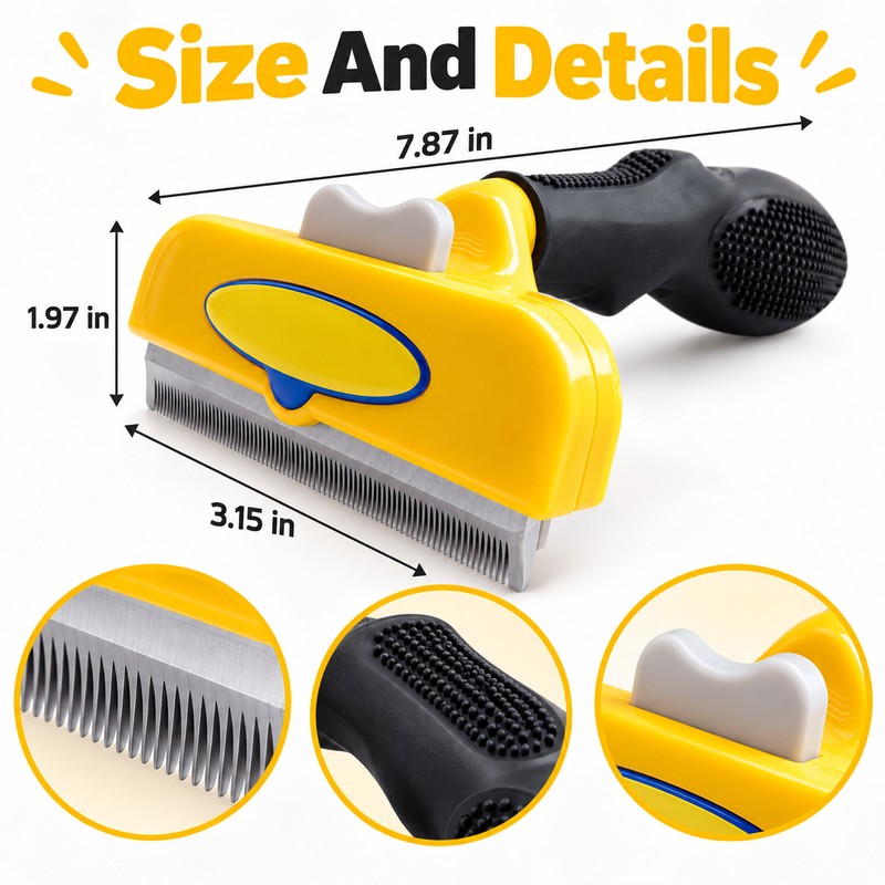 Pet Grooming Brush for Dogs & Cats – Deshedding Hair