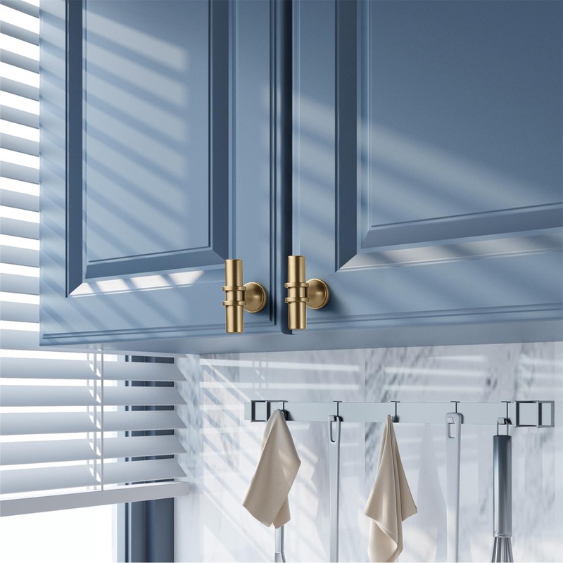 Amerdeco 10 Pack Brushed Gold Cabinet Knobs 2 Inch T