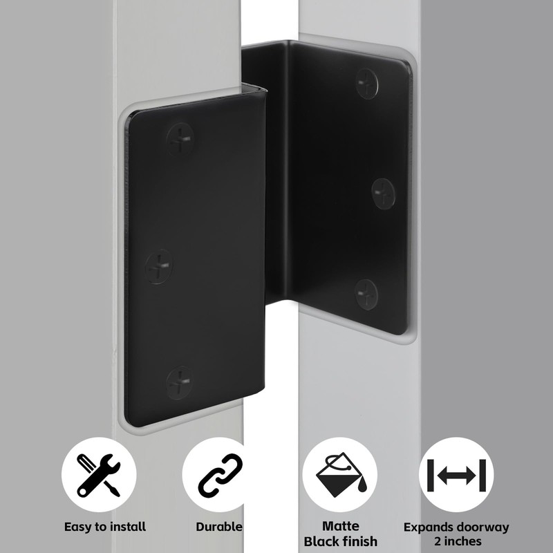 goldenwarm 6 Pack Black Swing Clear Expandable Door Hinges, 3.5"