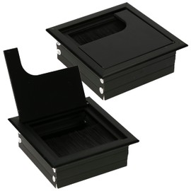 KOTARBAU® Set of 2 Aluminium Cable Grommets 80 x 80 mm for Furniture Black Cable Box Cable Pass Square Anodised