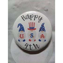 3 Gnome USA Happy 4th Of July 2.25 Inch Pinback Button Patriotic