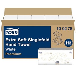 Tork 100278 Extra Soft Zigzag Hand Towels, White