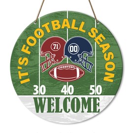 Football Welcome Door Sign Decor, Fall Welcome Autumn Door Decoration for House Home Front Door, Rustic Fall Football Season Decor Sign, Football Season Lover Gifts, It's Football Season