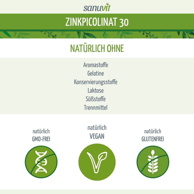 Sanuvit® - Zinc 30 mg per capsule, 180 capsules, high