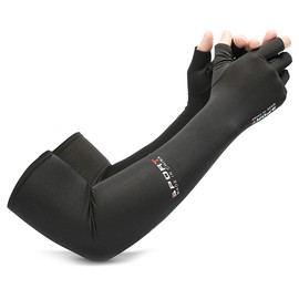 Mangas para Brazos UV, Mangas para Brazo de Seda de Hielo de Medio Dedo, Mangas para Brazo de Protección Solar para Hombres y Mujeres, para Golf,Ciclismo,Correr,Conducir,Pescar,Aire libre (Negro)