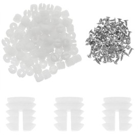 Xhziy Plastic Hinge Dowel Inserts with Screw Cabinet Hinge Screw M4x10 Hinge Dowel Insert M4x10 Tapping Screw 100PCS Each-100set