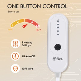 ESTINGO Heated Throw Blanket Electric Blanket, Heating Blanket Throw with 4 Hours Auto Off & 5 Heating Levels, 50"x60" Heated Blanket Throw with Overheat Protection for Couch & Bed, Light Tan